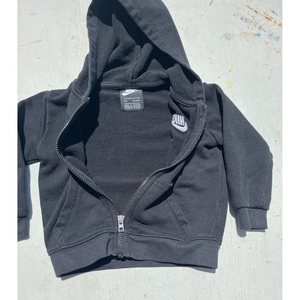Baby Nike Hoodie Black Swish Logo 24 Months Street Check Casual Street Sports